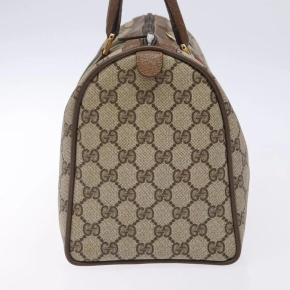 GUCCI GG Supreme Web Sherry Line Hand Bag PVC Beige Gold 39 02 007 Auth BA4056 - Picture 4 of 16